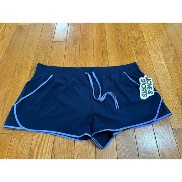 Love & Sports Womens Running Shorts Athletic Drawstring Waist XXXL (22) Navy - Picture 1 of 10